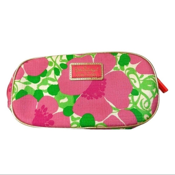 LILLY PULITZER X ESTÉE LAUDER Pink & Green Floral Clutch Zipper Pouch - Picture 1 of 5